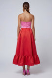 Abito formale Midi A Line Dress Senza Spalline Rosa e Fucsia