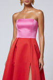 Abito formale Midi A Line Dress Senza Spalline Rosa e Fucsia