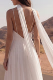 Spalline A Line Ivory Maxi Beach Abito da Spiaggia con Fessura