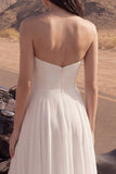 Abito da sposa da spiaggia A Line senza spalline in Ivory Maxi con fessura