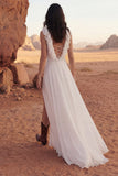 Abito da sposa da spiaggia Maxi avorio con volant a V-Line con spacco