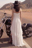 Spalline in Avorio Un abito da sposa da spiaggia High-Low con volant in linea