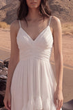Spalline in Avorio Un abito da sposa da spiaggia High-Low con volant in linea