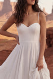 Abito da sposa Boho lungo con volant in Ivory A Line e Apertura