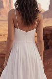 Abito da sposa Boho lungo con volant in Ivory A Line e Apertura