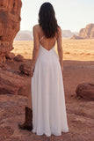 Abito da sposa Boho A Lungo Rosso A Row con Volant e Apertura