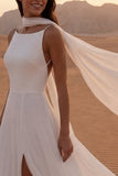 Abito da sposa Boho lungo con spalle A Line Aorio e sciarpa