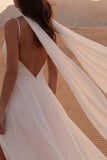Abito da sposa Boho lungo con spalle A Line Aorio e sciarpa