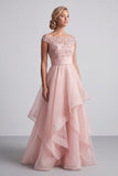 Abito Madre della Sposa con scollo battuto A Line Champagne Sequin