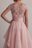 Abito Madre della Sposa con scollo battuto A Line Champagne Sequin