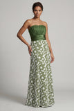 Abito Mother Of Bride Verde Floreale A Line Twinless