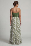 Abito Mother Of Bride Verde Floreale A Line Twinless
