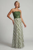Abito Mother Of Bride Verde Floreale A Line Twinless