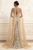 Abito da sera lungo da sera con chiluccia a champagne con paillettes