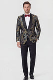 Completi da ballo Jacquard con bavero pezzi blu a due pezzi