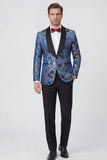 Completi da ballo Jacquard con bavero pezzi blu a due pezzi