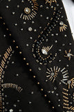 Blazer nero da uomo con un solo bottone e puntine con perline