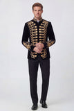 Giacca militare nera con colletto alto cordone dorato intrecciato