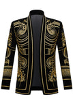 Blazer da uomo verde aperto e geometrico ricamato