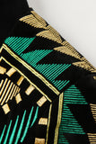 Blazer da uomo verde aperto e geometrico ricamato
