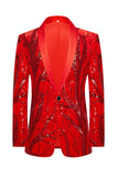 Blazer da uomo con bavero a uno scialle dorato con paillettes e un bottone
