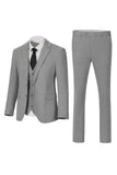 Completi da sposa da uomo a 3 pezzi con petto singolo grigio scuro con tacche