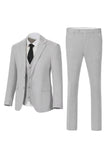 Completi da sposa da uomo a 3 pezzi con petto singolo grigio scuro con tacche