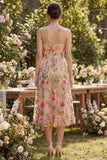 Abito Midi Floreale Bromato senza spalline in Tulle A-Line Blush