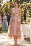 Abito midi floreale ricamato in tulle A Line