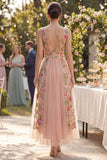 Abito midi floreale ricamato in tulle A Line