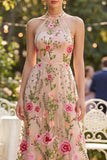 Blush Abito Floreale Lungo Tolle ricamato A-Line
