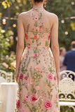 Blush Abito Floreale Lungo Tolle ricamato A-Line