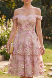 Abito midi floreale applicate in tulle fucsia rosa fucsia a linea A