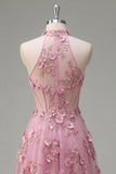 Corsetto A A in Taro con scollo a filo A lungo abito da cerimonia con fiori 3D applicati