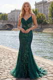 Abito da cerimonia lungo da con spalline a paillettes verde scuro scintillante con paillettes e vestito da ballo