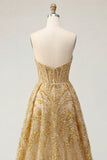 Mini abito da cerimonia con corsetto perline Golden Sweetheart scintillante con strazino Chapel