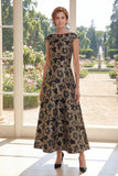 Abito Jacquard Long Mother Of the Bride con scollo nero a linea battuta
