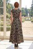 Abito Jacquard Long Mother Of the Bride con scollo nero a linea battuta