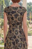 Abito Jacquard Long Mother Of the Bride con scollo nero a linea battuta