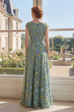 Abito Madre della Sposa Lunga in tulle ricamato a V verde