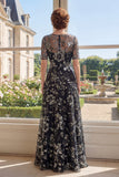 Abito Mother Of the Bride Abito Abito A-Line in tulle con scollo battuto