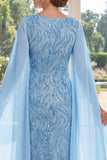 Vestito a Madre della Sposa a scollo a V con maniche a capa