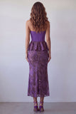 Abito cerimonia Midi Slipless con volant in chiffon sirena viola