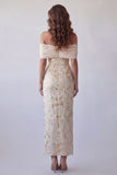 Abito Maxi cerimonia Stampato Sheath Champagne