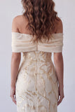 Abito Maxi cerimonia Stampato Sheath Champagne
