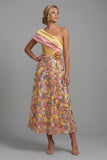 Giallo scintillante vestito floreale lungo una spalla A Line Mother of the Bride