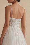 Spalline in tulle bianco Abito di laurea Midi Corset A Line
