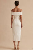 Abito di laurea bianco Sheath con spalle scoperte