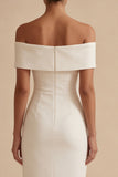 Abito di laurea bianco Sheath con spalle scoperte