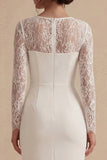 Abito da sposa midi bianco bodycon floreale con pizzo